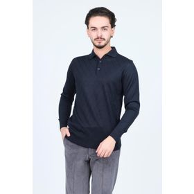 Pave 4533294 Lacivert Desenli Polo Yaka Triko Yün Erkek Kazak