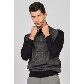 Pave 4536130 Lacivert Desenli Yün Erkek Kazak