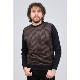 Pave 4537043 Lacivert Erkek Bisiklet Yaka Desenli Yün Erkek Kazak