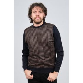Pave 4537043 Lacivert Erkek Bisiklet Yaka Desenli Yün Erkek Kazak