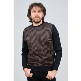 Pave 4537043 Lacivert Erkek Bisiklet Yaka Desenli Yün Erkek Kazak