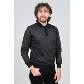 Pave 4537094 Lacivert Polo Yaka Desenli Yün Erkek Kazak