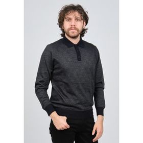 Pave 4537094 Lacivert Polo Yaka Desenli Yün Erkek Kazak