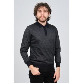 Pave 4537094 Lacivert Polo Yaka Desenli Yün Erkek Kazak