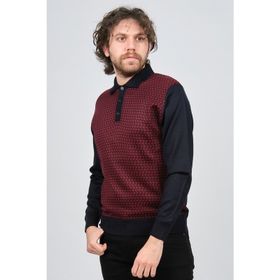 Pave 4537124 Bordo Polo Yaka Desenli Yün Erkek Kazak