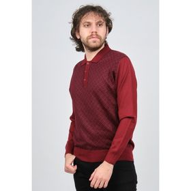 Pave 4537134 Bordo Polo Yaka Desenli Yün Erkek Kazak
