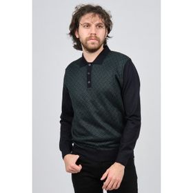 Pave 4537134 Lacivert Polo Yaka Desenli Yün Erkek Kazak