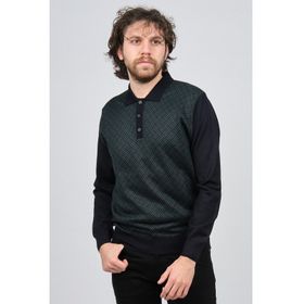 Pave 4537134 Lacivert Polo Yaka Desenli Yün Erkek Kazak