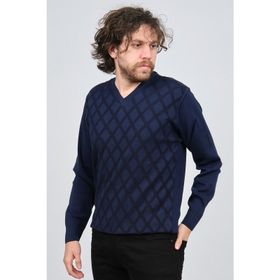 Pave 4539072 Lacivert V Yaka Desenli Yün Erkek Kazak