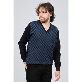 Pave 4539082 Lacivert V Yaka Desenli Yün Erkek Kazak