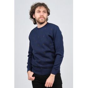 Pave 4539093 Lacivert Bisiklet Yaka Desenli Yün Erkek Kazak