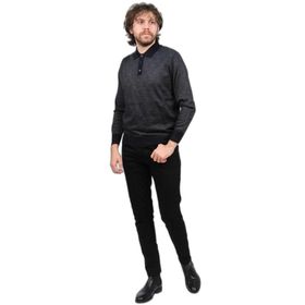 Pave Desenli Polo Yaka Yün Lacivert Erkek Kazak