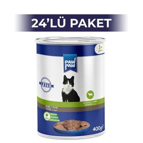 Paw Paw Pate Kuzulu 400x24 gr Yetişkin Kedi Konserve Maması