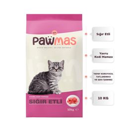 Pawmas 10 kg Sığır Etli Yavru Kuru Kedi Maması