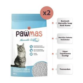 Pawmas Marsilya Sabunu Kokulu 10x2 lt Bentonit Kedi Kumu