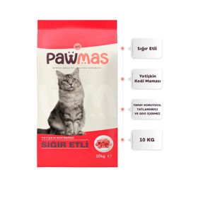 Pawmas Sığır Etli Yetişkin Kedi Maması 10 Kg