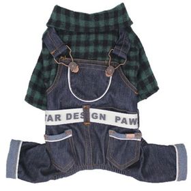 Pawstar M Haki Ekose Bahçıvan Tulum Kedi Köpek Tulumu Kedi Köpek Kıyafeti
