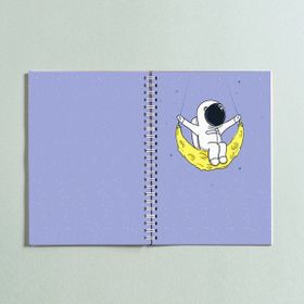 Paytak Moda Astronot Ay Tasarımlı A5 96 Yaprak Çizgisiz Spiralli Defter