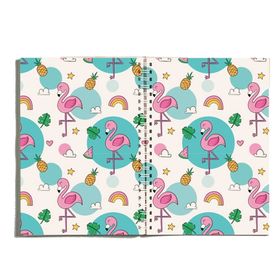 Paytak Moda PYTKDT0178 A5 Flamingo Yaprak Tasarımlı Çizgisiz Spiralli Defter