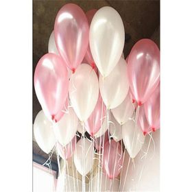 Pazarız 25 Adet Metalik Sedefli Pembe ve Beyaz Karışık Balon Helyumla Uçan Balon