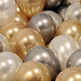 Pazarız 30 Adet Metalik Sedefli Gold Gümüş Gri Beyaz Helyumla Uçan Balon