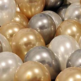 Pazarız 30 Adet Metalik Sedefli Gold Gümüş Gri Beyaz Helyumla Uçan Balon