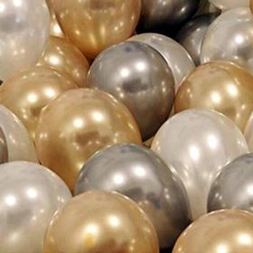 Pazarız 30 Adet Metalik Sedefli Gold Gümüş Gri Beyaz Helyumla Uçan Balon