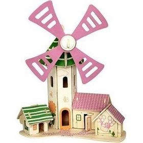 Pazarız 3D Yapboz Maket Yel Değirmeni Boyanabilir 54 Parça Ahşap Puzzle
