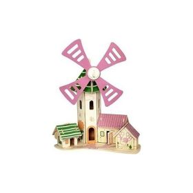 Pazarız 3D Yapboz Maket Yel Değirmeni Boyanabilir 54 Parça Ahşap Puzzle