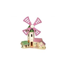 Pazarız 3D Yapboz Maket Yel Değirmeni Boyanabilir 54 Parça Ahşap Puzzle