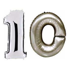 Pazarız 90 cm 10 Yaş Sayı Folyo Gümüş Balon