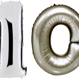 Pazarız 90 cm 10 Yaş Sayı Folyo Gümüş Balon