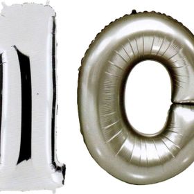 Pazarız 90 cm 10 Yaş Sayı Folyo Gümüş Balon