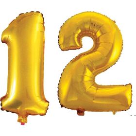 Pazarız 90 cm 12 Yaş Sayı Folyo Altın Balon