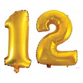 Pazarız 90 cm 12 Yaş Sayı Folyo Altın Balon