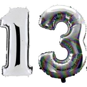 Pazarız 90 cm 13 Yaş Sayı Folyo Gümüş Balon