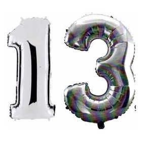 Pazarız 90 cm 13 Yaş Sayı Folyo Gümüş Balon