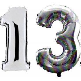 Pazarız 90 cm 13 Yaş Sayı Folyo Gümüş Balon
