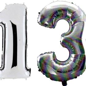 Pazarız 90 cm 13 Yaş Sayı Folyo Gümüş Balon