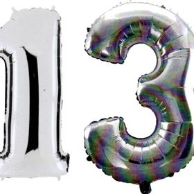 Pazarız 90 cm 13 Yaş Sayı Folyo Gümüş Balon