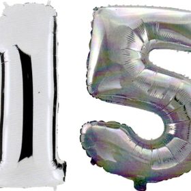 Pazarız 90 cm 15 Yaş Sayı Folyo Gümüş Balon