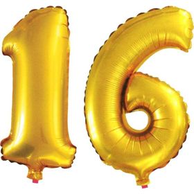 Pazarız 90 cm 16 Yaş Sayı Folyo Altın Balon