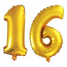Pazarız 90 cm 16 Yaş Sayı Folyo Altın Balon