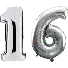 Pazarız 90 cm 16 Yaş Sayı Folyo Gümüş Balon