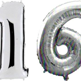 Pazarız 90 cm 16 Yaş Sayı Folyo Gümüş Balon