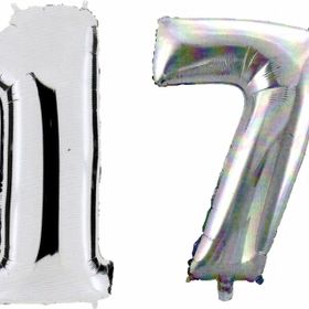 Pazarız 90 cm 17 Yaş Sayı Folyo Gümüş Balon