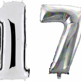 Pazarız 90 cm 17 Yaş Sayı Folyo Gümüş Balon