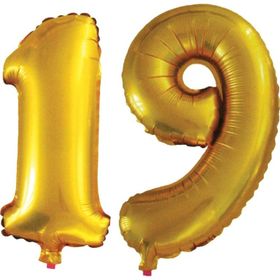 Pazarız 90 cm 19 Yaş Sayı Folyo Altın Balon