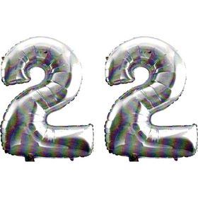 Pazarız 90 cm 22 Yaş Sayı Folyo Gümüş Balon