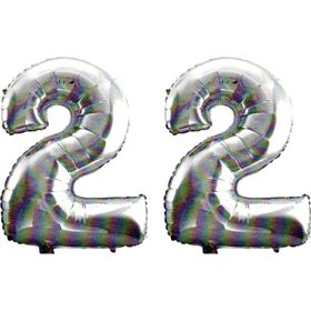 Pazarız 90 cm 22 Yaş Sayı Folyo Gümüş Balon